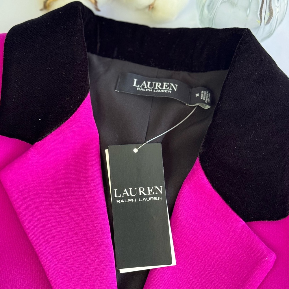 Lauren Ralph Lauren Hot Pink Blazer with Black Velvet Collar